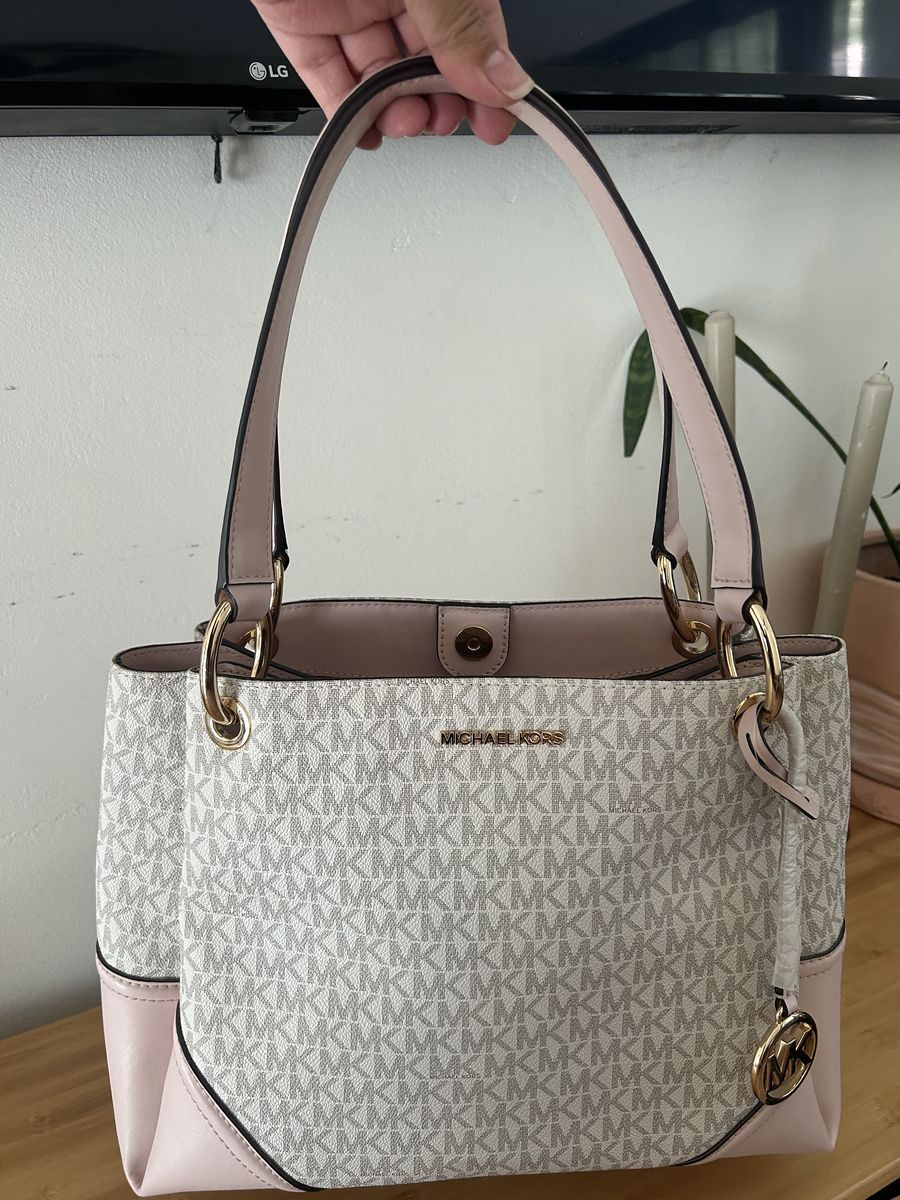 Michael Kors Nicole LG BLSH MLT Signature Tote Bag - New with Tags, Blush Pink & Vanilla