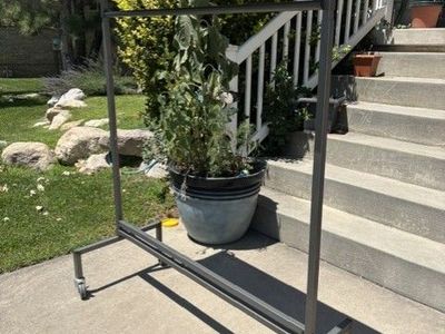 48 Long Adjustable Rolling Clothing/Garment Rack with Top Tray and Locking Wheels