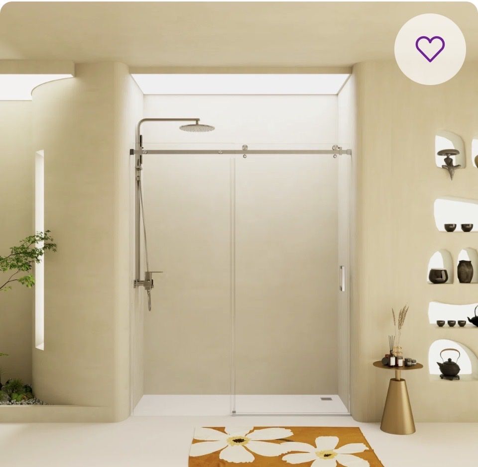 48" W x 76" H Frameless Sliding Shower Door 5/16" (8mm) SGCC Certified Tempered Glass with Safety R3 Corners W1552P221588