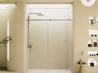 48" W x 76" H Frameless Sliding Shower Door 5/16" (8mm) SGCC Certified Tempered Glass with Safety R3 Corners W1552P221588