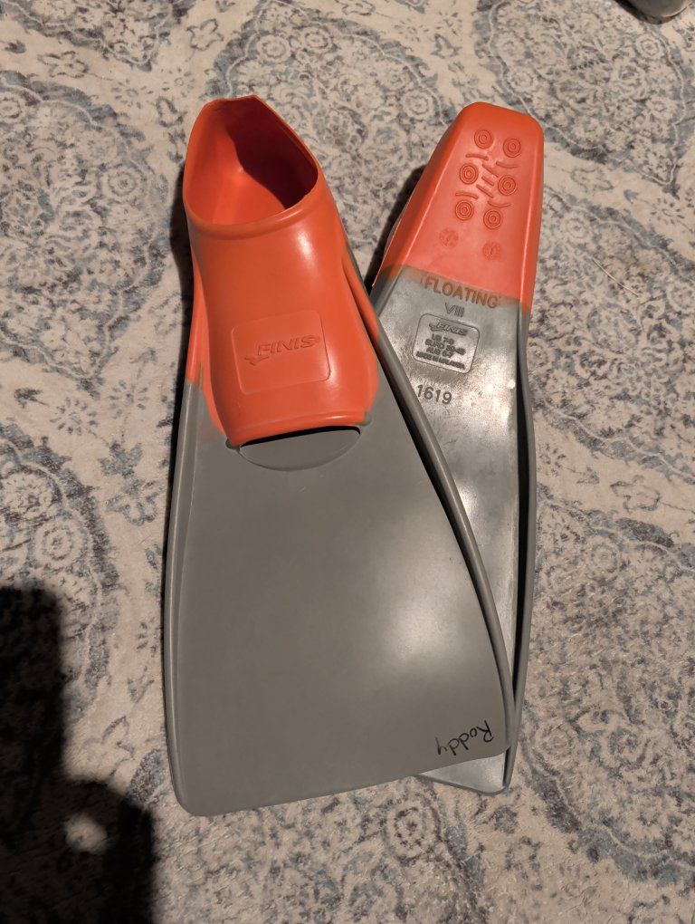 FINIS Floating Swim Fins, Orange & Gray, Size VIII - Performance Training Flippers