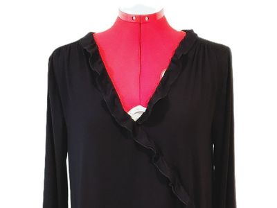 “J. Crew Mercantile” Black Faux Wrap Blouse – Size M