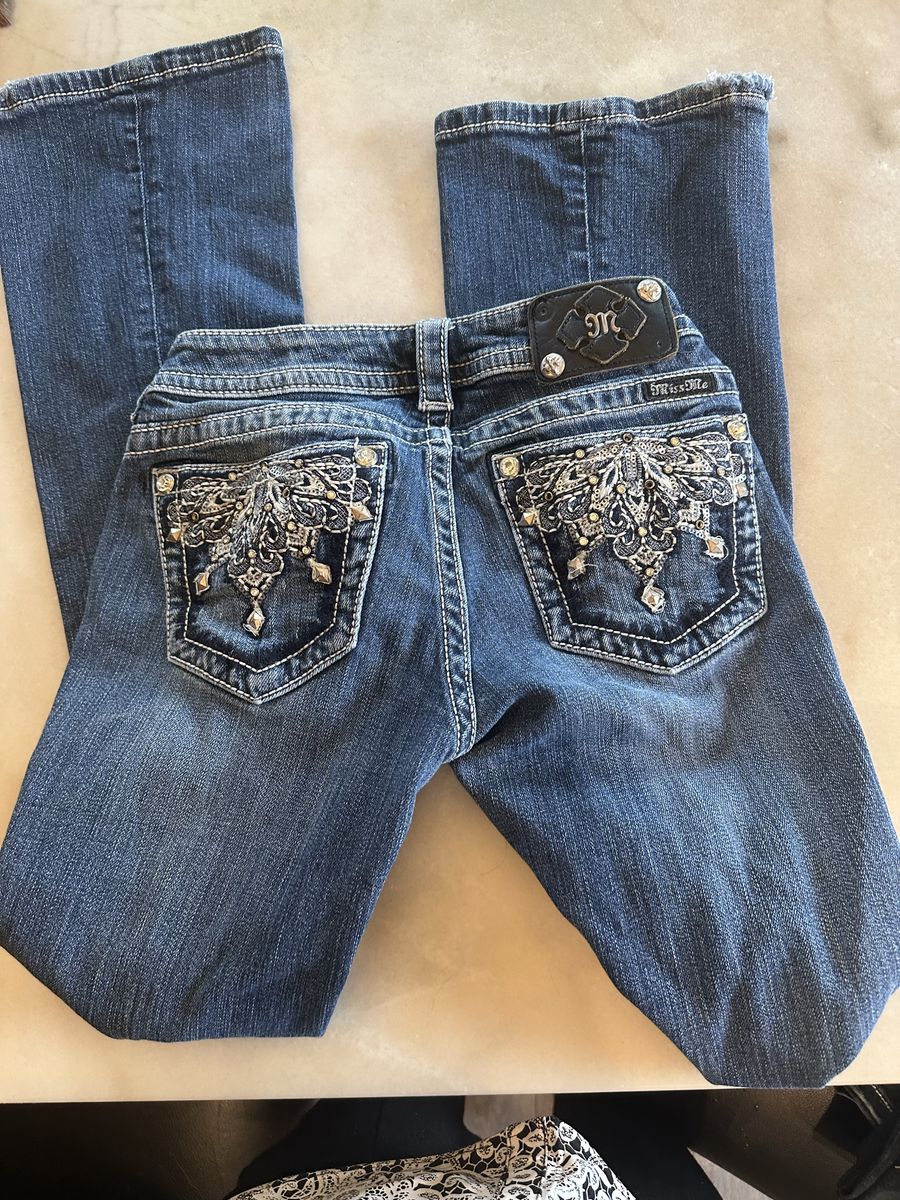 Miss Me Signature Bootcut Jeans Size 27 Rhinestone Embellished Pockets