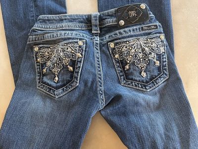 Miss Me Signature Bootcut Jeans Size 27 Rhinestone Embellished Pockets