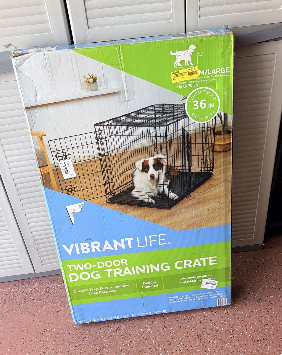 BRAND NEW Double Door Collapsible Wire Dog Crate, 36 inch, for 70lb dog