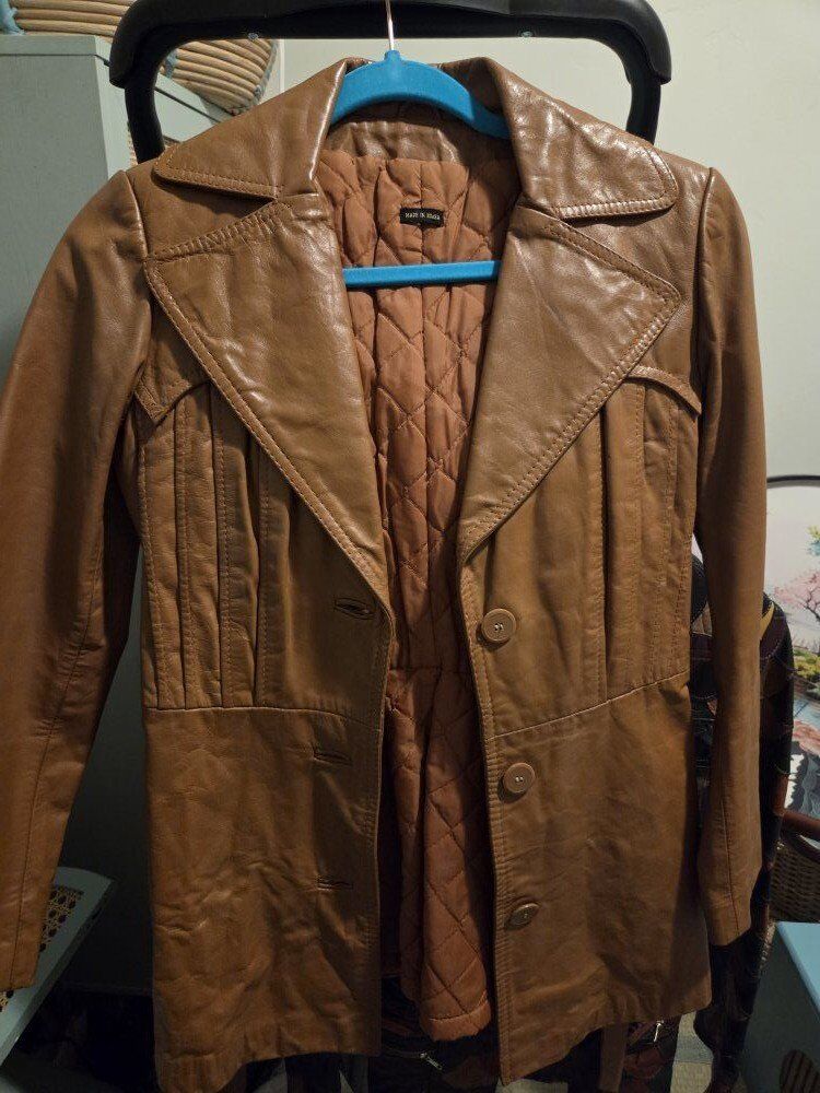 Vintage 70s Leather Butterscotch Brown Jacket