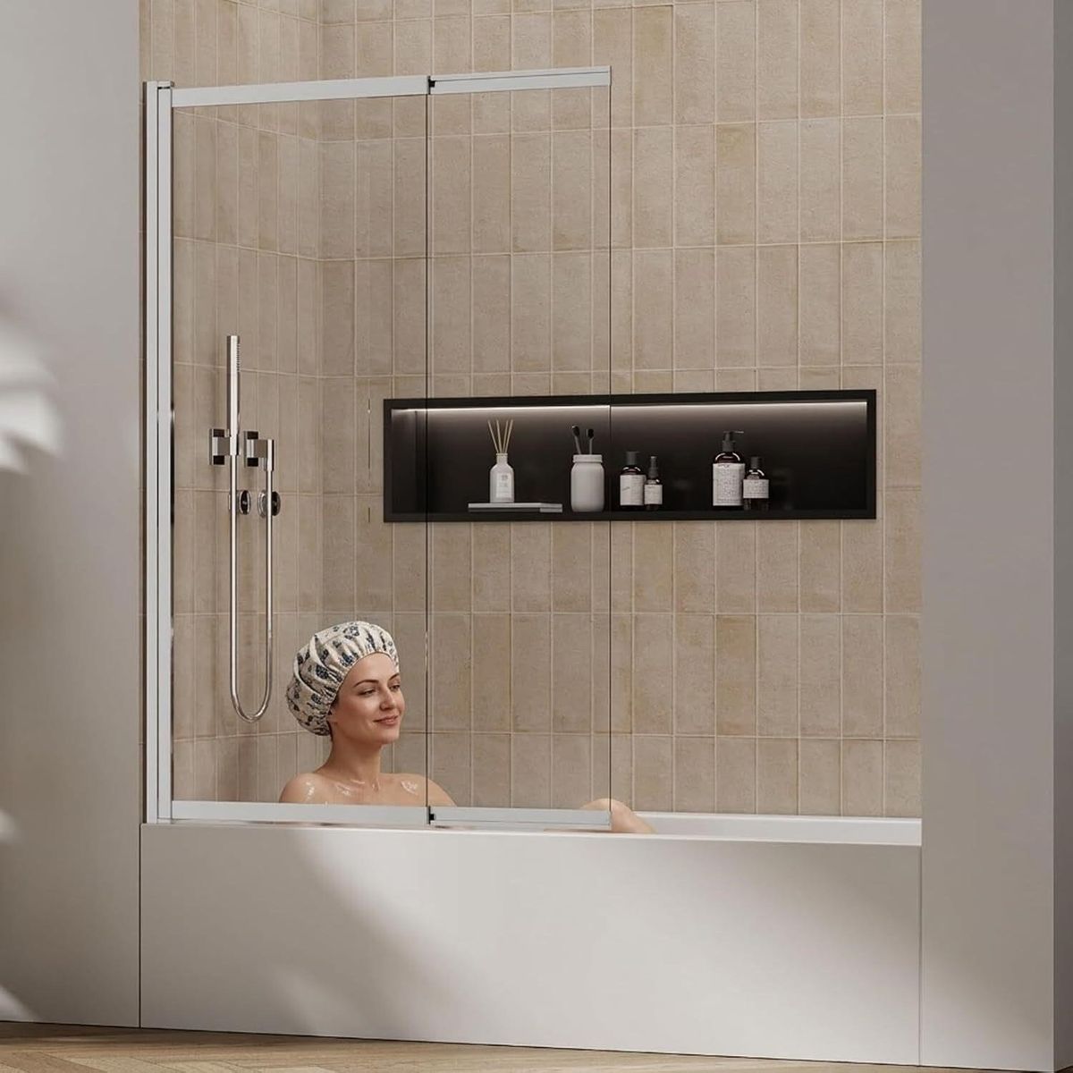 Bathtub Door 3/16 in Tempered Glass 44"