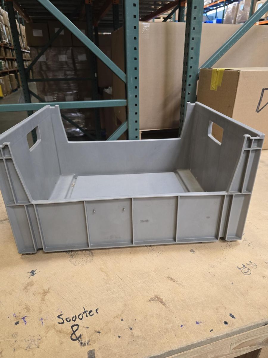 Grey stackable bins