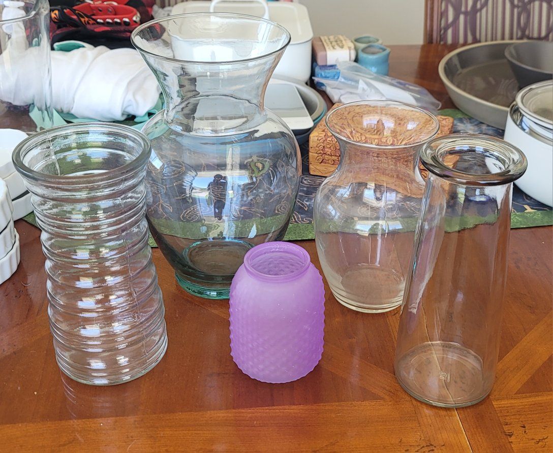 Lot of 5 Glass Flower Vases, All for $15