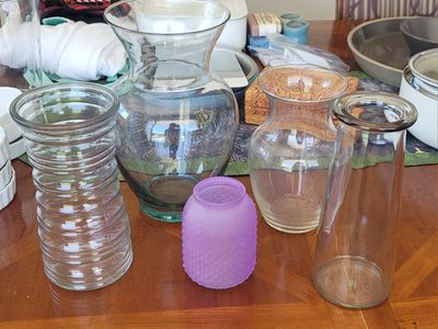 Lot of 5 Glass Flower Vases, All for $15