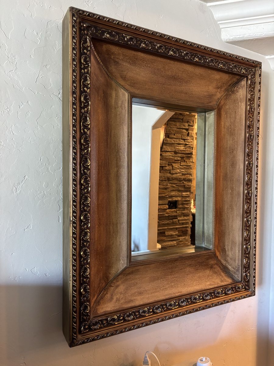 Ornate Gold Carved Frame Wall Mirror - 34”Wx 42”Hx 4.5”D -Decorative Accent