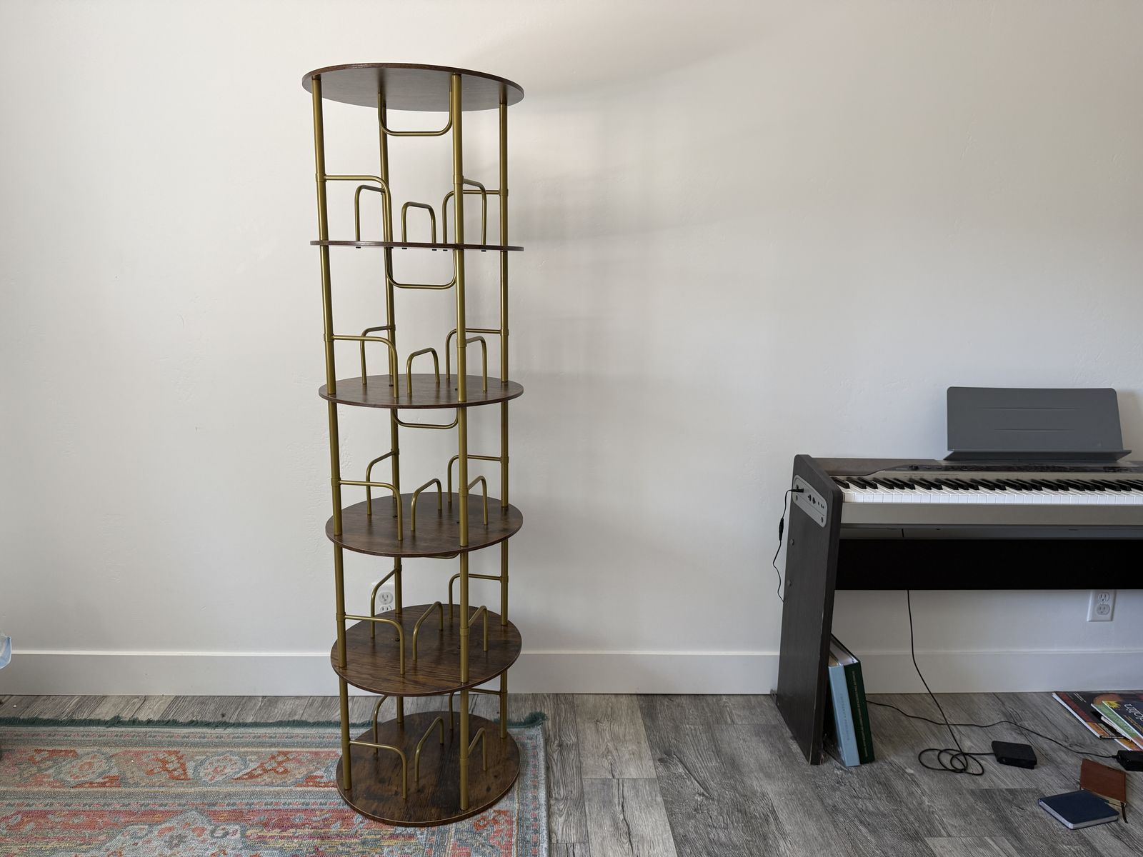 Rotating Bookshelf - Flycity 5-Tier Rotating Bookshelf With 360° Spinning Display