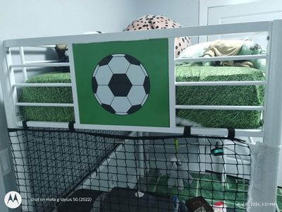 Soccer goal twin bed with desk