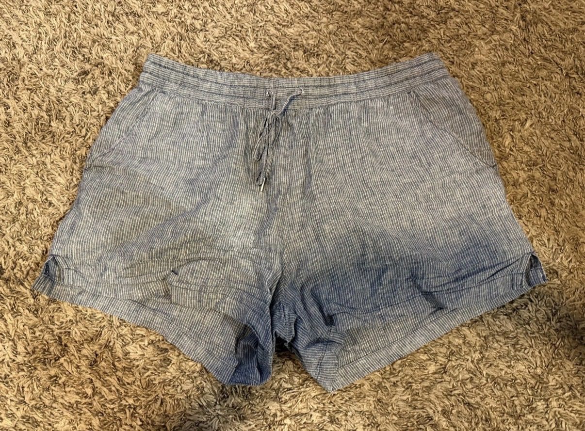 H&M L.O.G.G. Blue white stripe linen cotton shorts