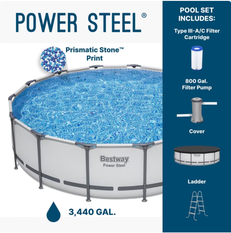 Bestway Power Steel 14’ x 42” Round Above Ground Pool Set
