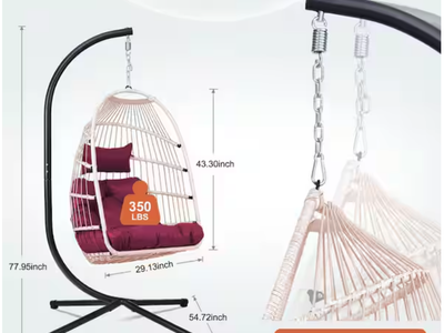 New Egg Hanging Chair with Stand, Patio Wicker Swing Egg Chair