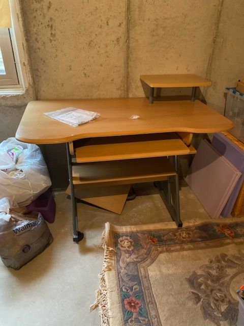 Desk with Keyboard Tray & Shelving
