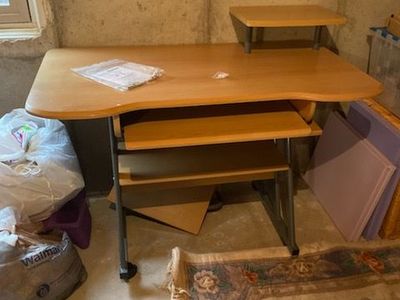 Desk with Keyboard Tray & Shelving