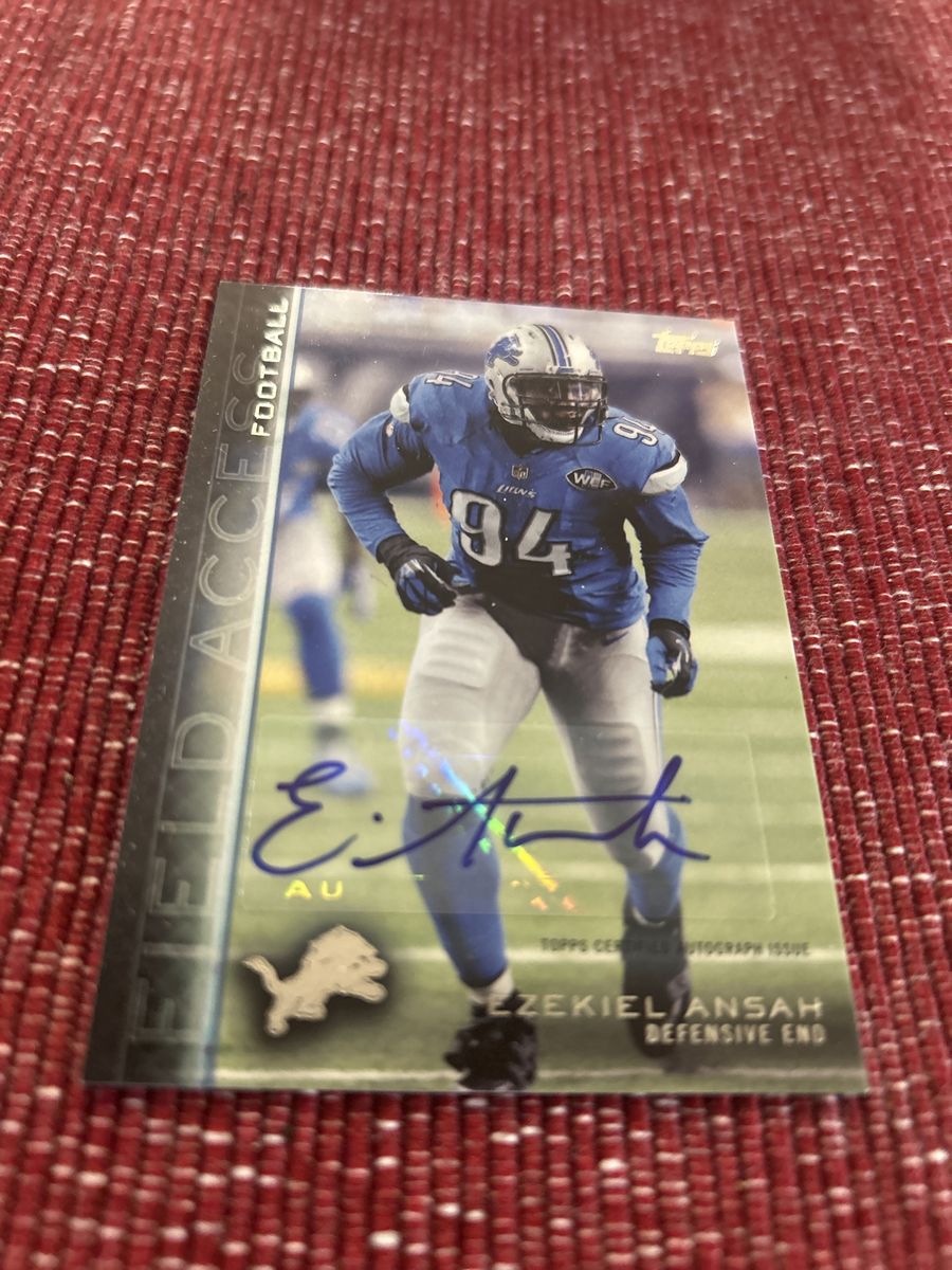 2015 BYU Rookie Auto Ezekiel Ansah Autographed Football Card Topps Field Access Detroit Lions Certified Hand Signed