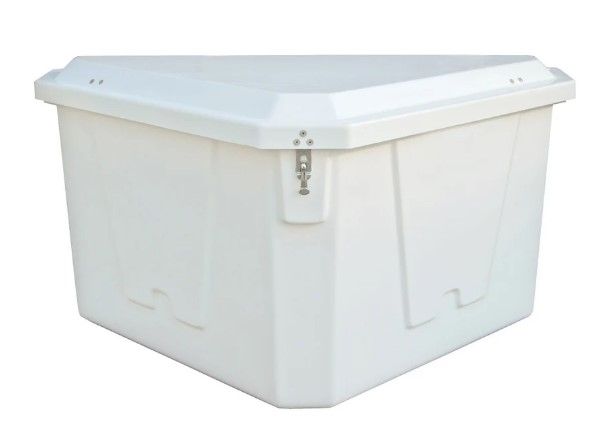 Taylor Made Stow N’ Go Corner Fiberglass Dock Box (27"H X 54"W X 33"D), White #83561