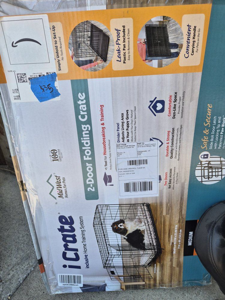 MidWest iCrate 2-Door Folding Dog Crate, Medium, 30.67"L x 19.3"W x 21.46"H, Training System