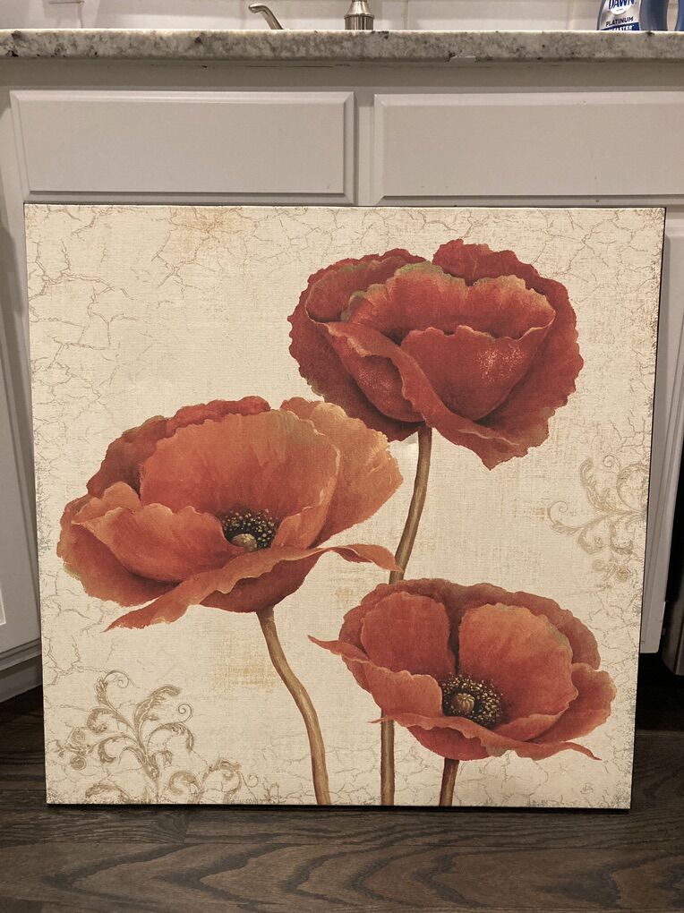 Oil Painting Print Of Flowers On Canvas