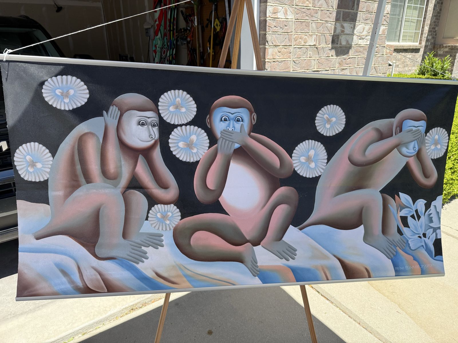 Hear, Speak, See no evil Monkeys print on Canvas.