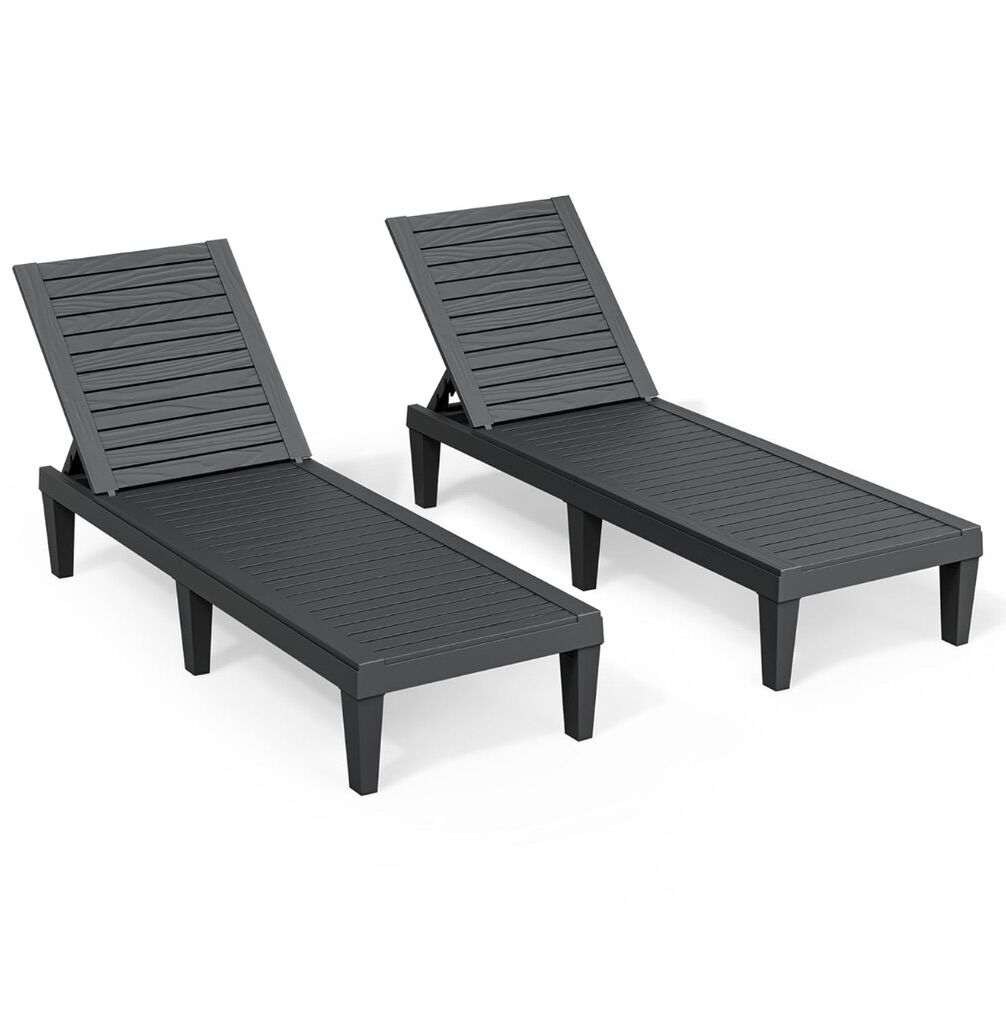 Set of 2 Outdoor Chaise Lounge Chairs