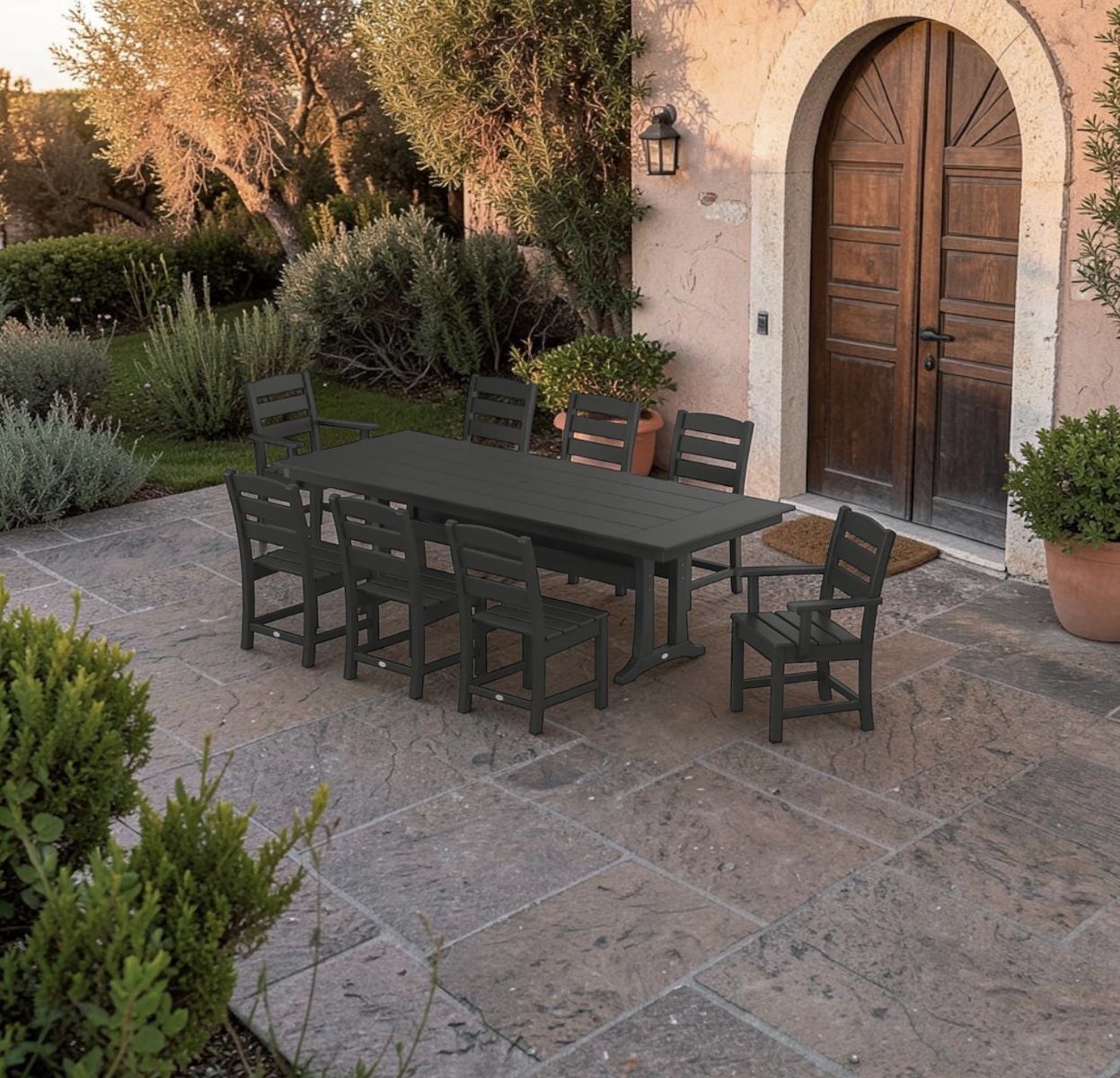 POLYWOOD Farmhouse Outdoor Dining Table and Chairs Set - NEW IN BOX
