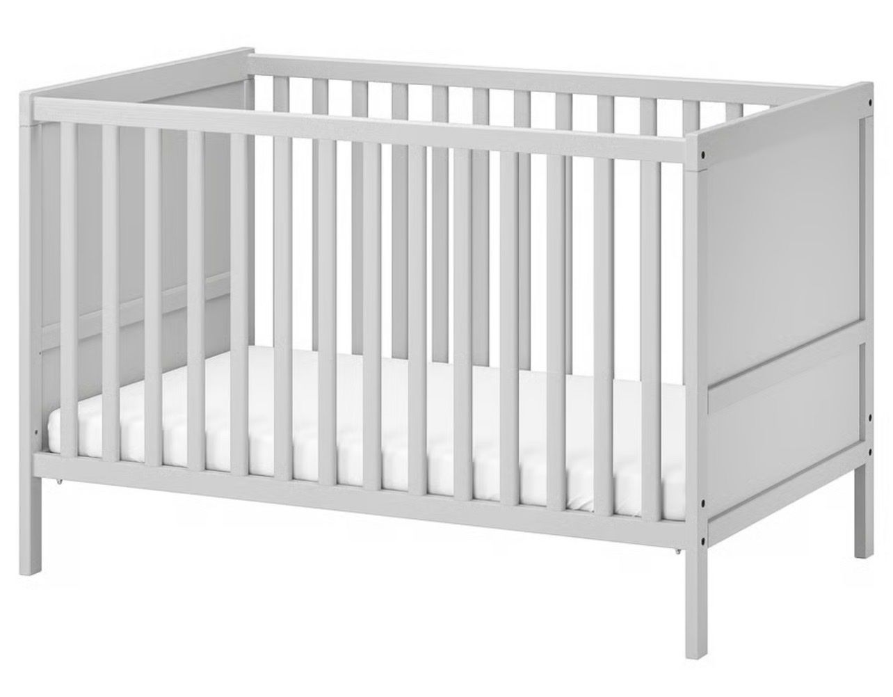 Grey/brown ikea SUNDVIK crib and nice mattress!
