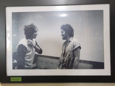 Framed Bob Dylan & Bruce Springsteen Black and White Photo Print (15" x 21")