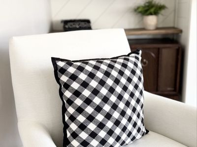 Black & White Checked Throw Pillow Accent Pillow