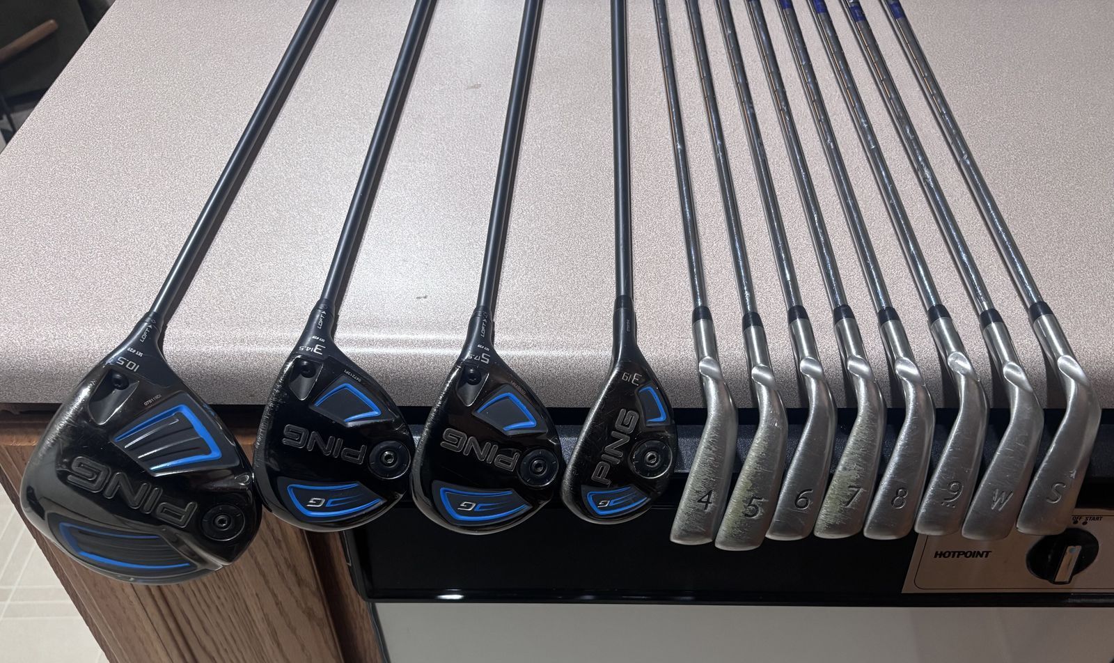 Full Golf Set (Ping G Yellow Dot) 3-SW & 1 3 5 woods