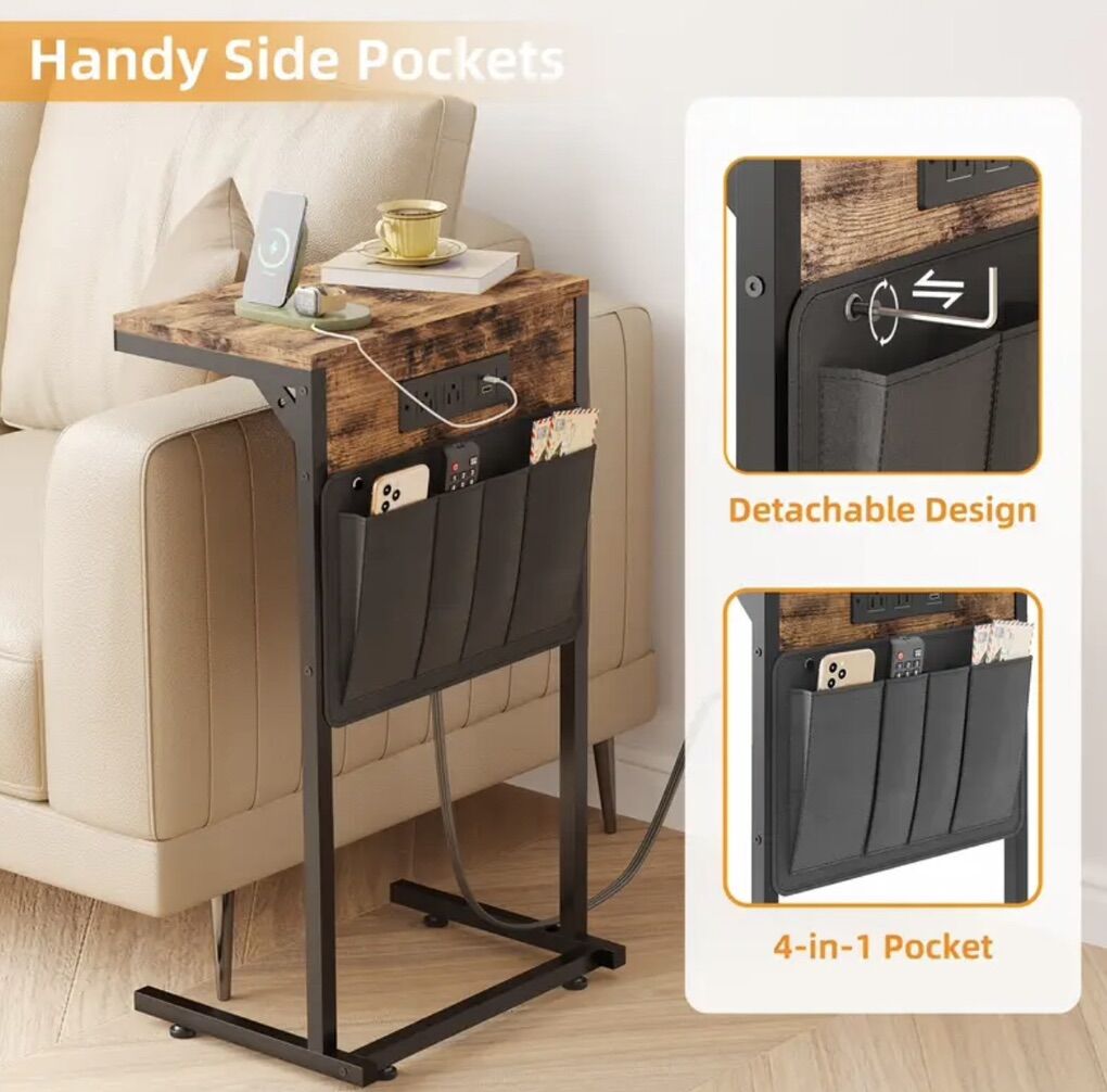 Modern C-Tables w/ Charging & Storage — 2-Pack