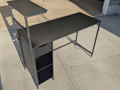 Bestier Desk with Monitor Shelf & Storage – Black – New