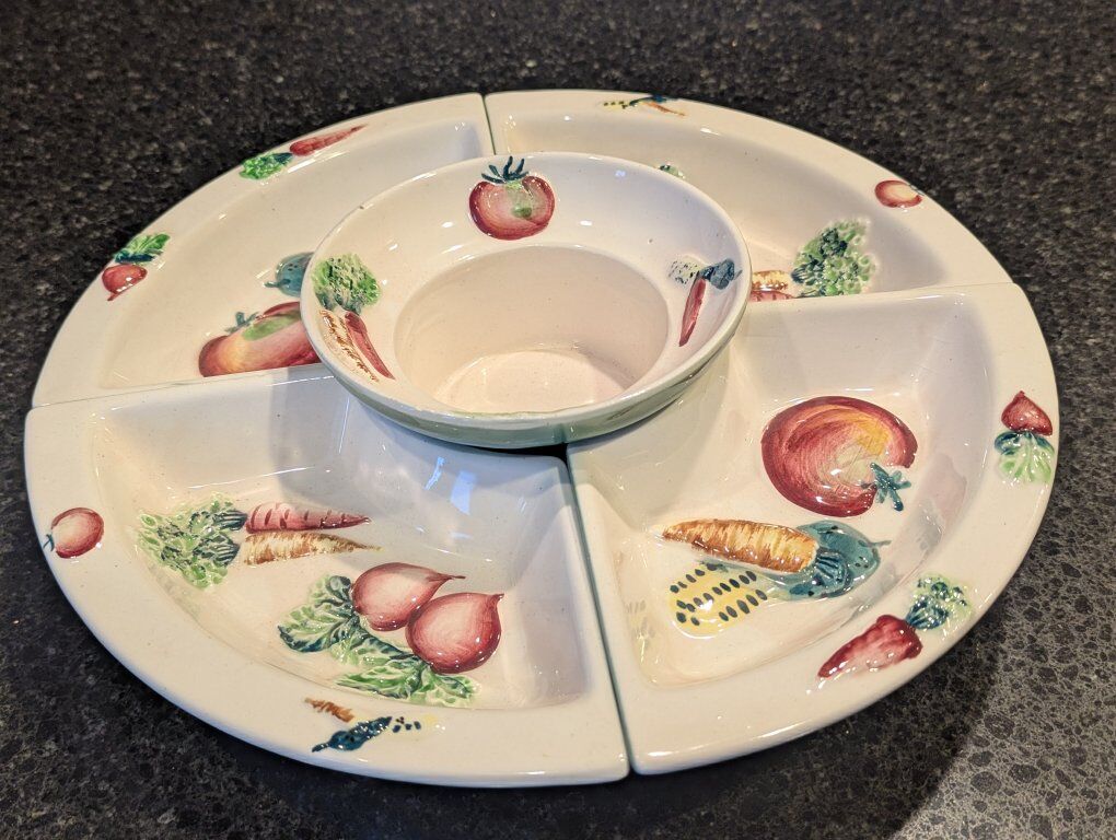 Ceramic Wrought Iron Lazy Susan Vegetable serving