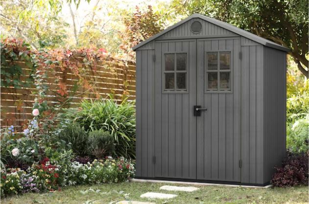 NEW! Keter 6-ft x 4-ft Darwin Outdoor Gray Gable Roof Plastic Resin Storage Shed