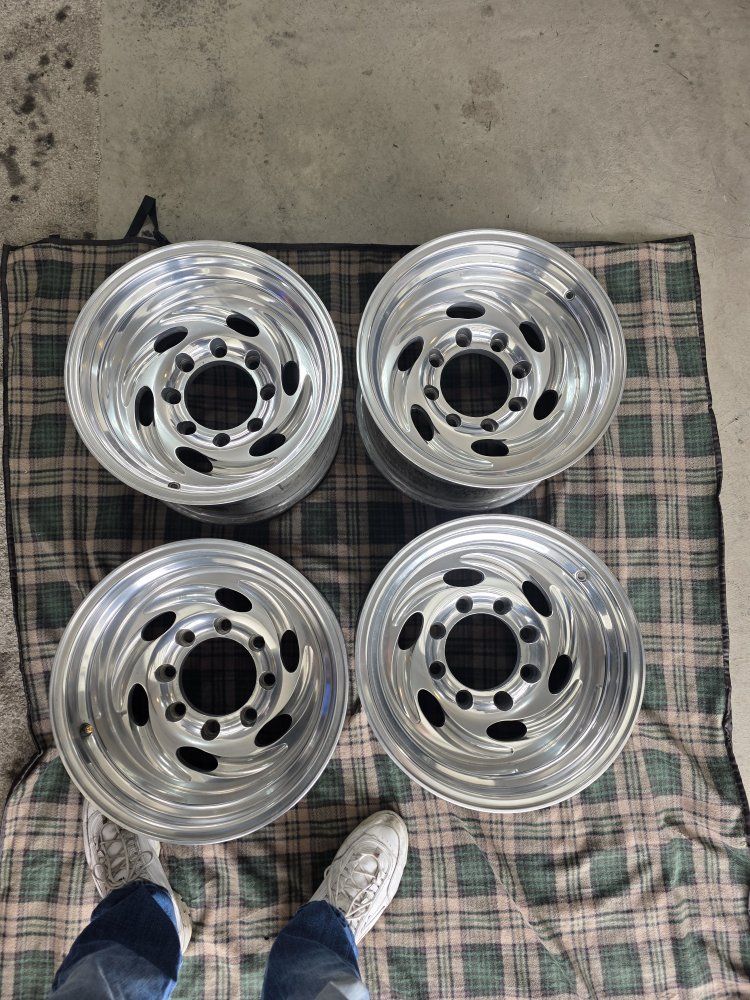 8x170 Polished 8-Lug Wheels (Set of 4) with Center Caps. EAGLE ALLOYS