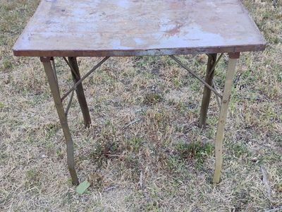 Heavy Steel Folding Table Military 33x28, 30.25 Hi