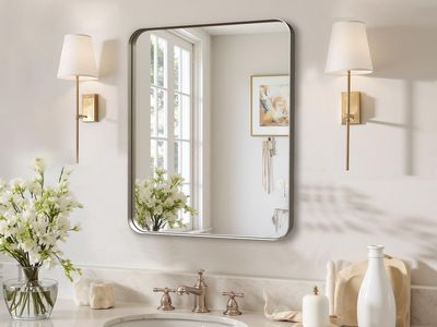 Anding 20x16 inch Metal Frame Rounded Corner Wall Mirror for Bathroom/Living Room Decor
