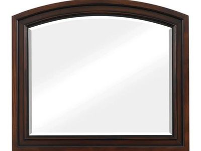 New Traditional Arched Wood Frame Bedroom Dresser Mirror in Dark Cherry Finish