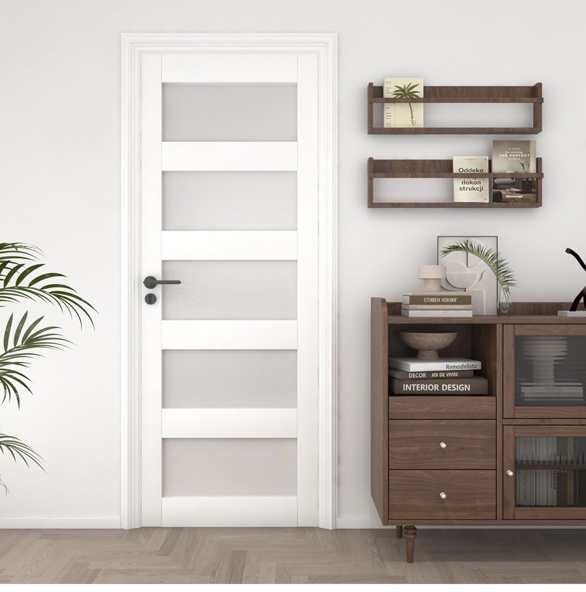 32” x 80” White Interior Door Frosted Glass