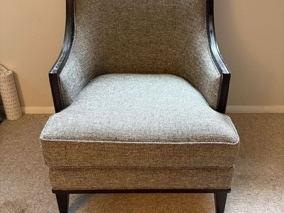Modern Accent Chair – Upholstered with Dark Wood Trim
