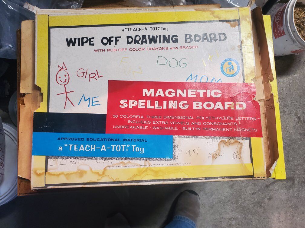 vintage teach a tot magnetic spelling board