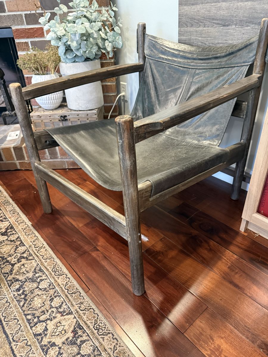Vintage Style Leather Sling Chair