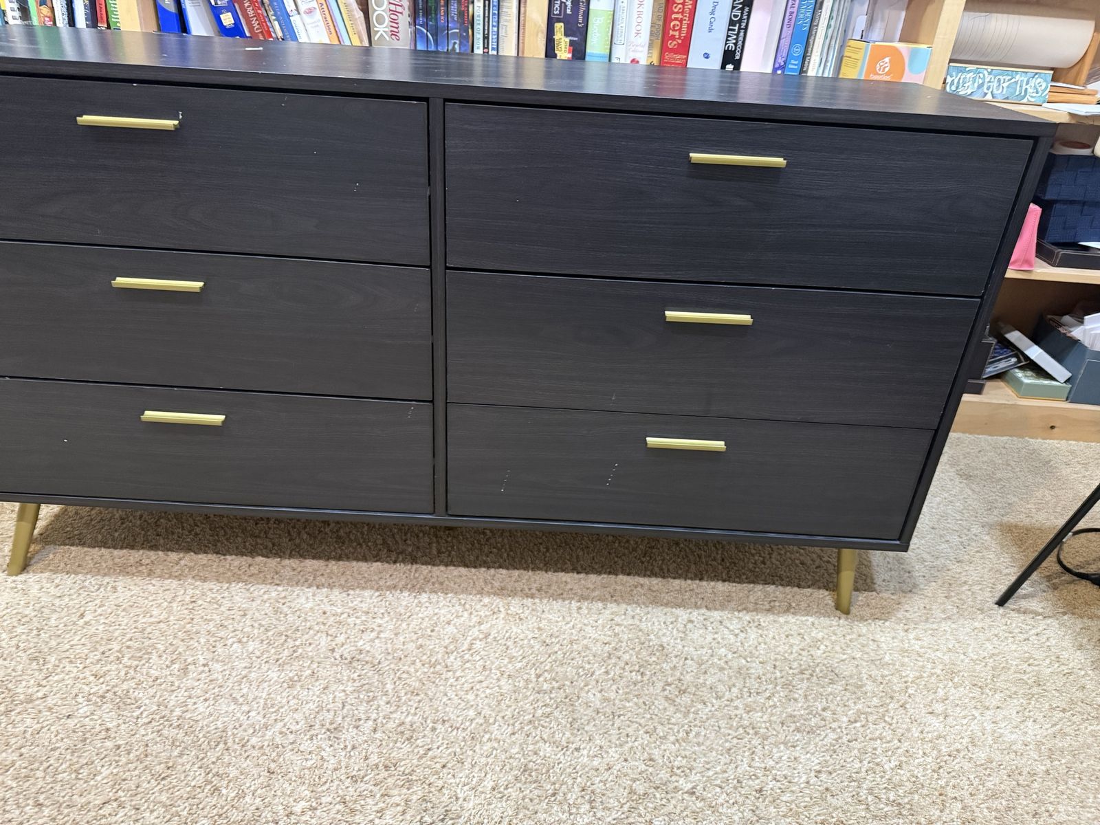 Dresser with gold hardware