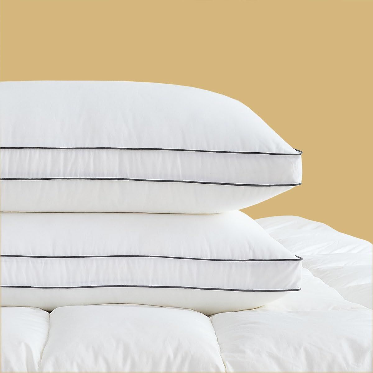 NEW Goose Down Pillows for Neck Pain - Perfect Balance of Softness and Support Queen/Standard Size Set of 2