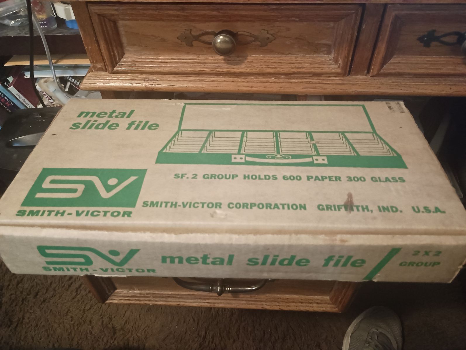 Two Vintage Metal Slide File Boxes