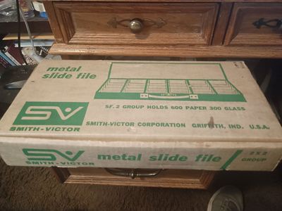 Two Vintage Metal Slide File Boxes