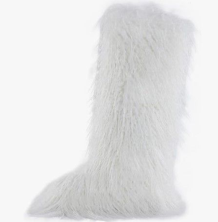 White Valpeak Faux Fur Tall Furry Boots - Size 7